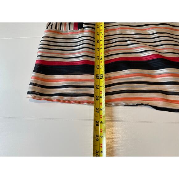 Vince Camuto Top Blouse Striped Long Sleeves Sz 1X Lined Orange Black Beige - Picture 10 of 11